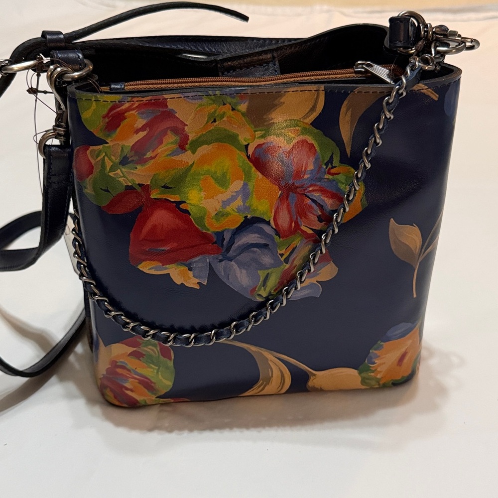 Patricia Nash Le Fleur Leather Ledra Bucket Crossbody Bag Chain-Shoulder NWT - Picture 11 of 11